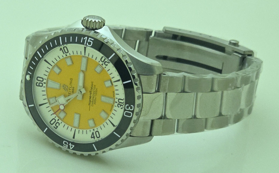 081025A12345 Breitling Superocean Yellow Steel Swiss Automatic Watch - Image 6
