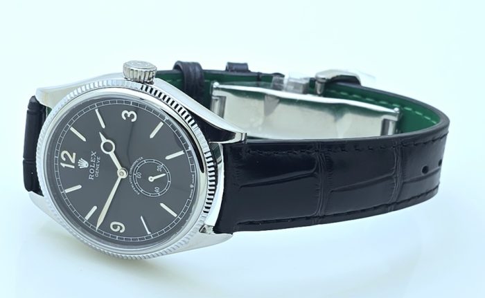 Rolex Cellini Black Leather Strap Swiss Automatic Watch - Image 6