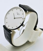 Longines La Grande Classique Ultra Slim Diamond Mark Steel Leather Strap Watch - Image 4