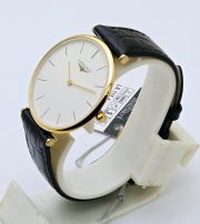 Longines La Grande Classique Ultra Slim Stick Mark Gold Leather Strap Watch - Image 4