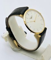 Longines La Grande Classique Ultra Slim Stick Mark Gold Leather Strap Watch - Image 5