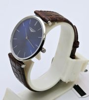 Longines La Grande Classique Ultra Slim Stick Mark Blue Steel Leather Strap Watch - Image 4
