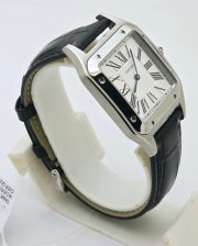 Cartier Santos Dumont Steel White Small Leather Strap Watch - Image 2