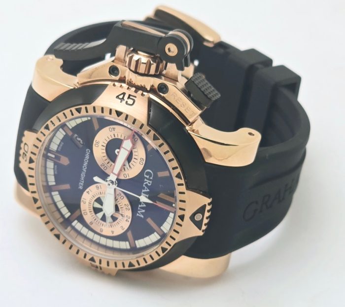 Graham Chronofighter Oversize Blue Rubber Strap Watch - Image 5