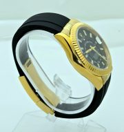 Rolex Sky Dweller Gold Black Rubber Strap Swiss ETA Automatic 7750 Valjoux Movement Watch - Image 4