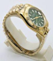 Rolex Date Just Green Dial Stick Mark Gold Swiss Automatic Watch - Image 4