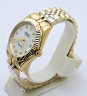Rolex Date Just Mother Of Pearl White Golden Swiss Automatic Watch - Image 3