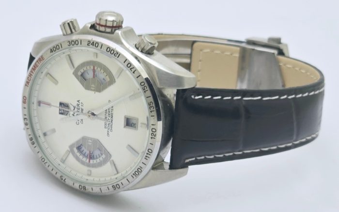 Tag Heuer Grand Carrera Calibre 17 RS 2 White Black Leather Strap Watch - Image 5