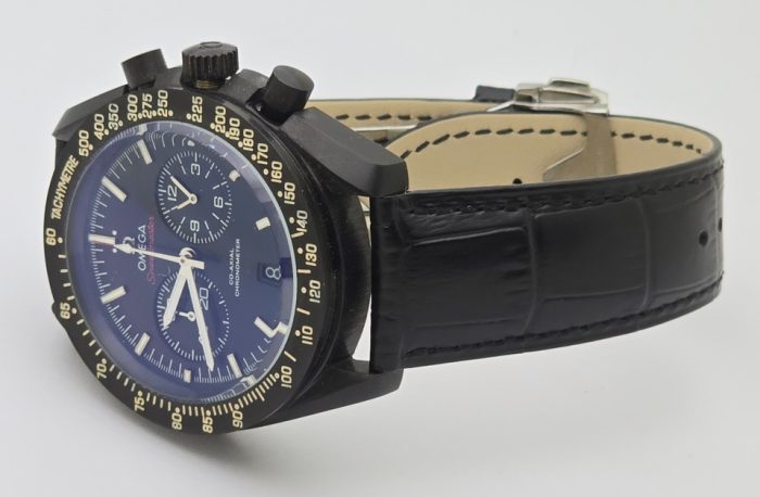 Omega Speedmaster Dark Side of the Moon Black Leather Strap Watch - Image 5