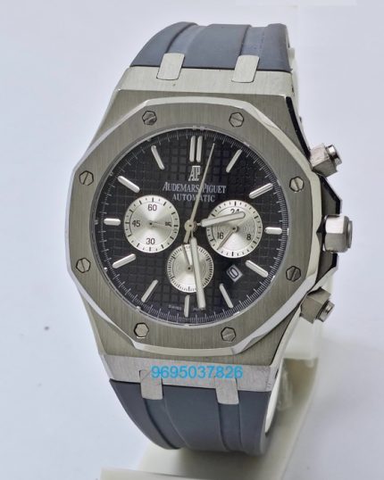 Audemars Piguet Chronometer Steel Black Rubber Strap Watch