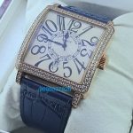 Franck Muller Master Square Diamond Blue Leather Strap Watch