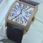 Franck Muller Master Square Full Diamond Leather Strap Watches