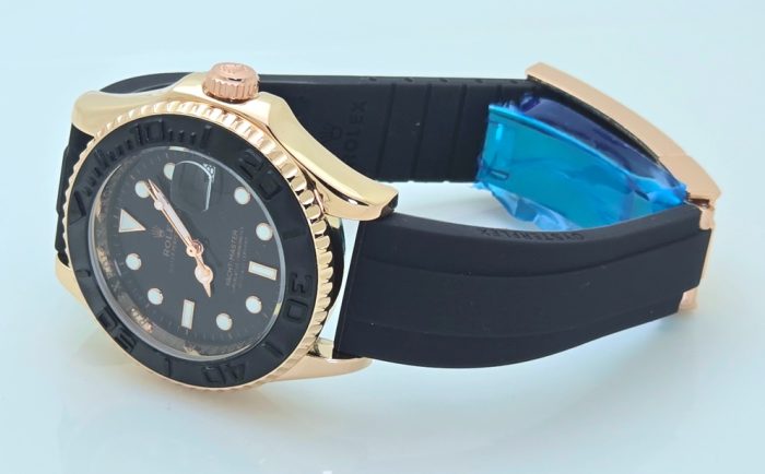 Rolex Yacht Master Rose Gold Black Rubber Strap Swiss Automatic Watch - Image 5