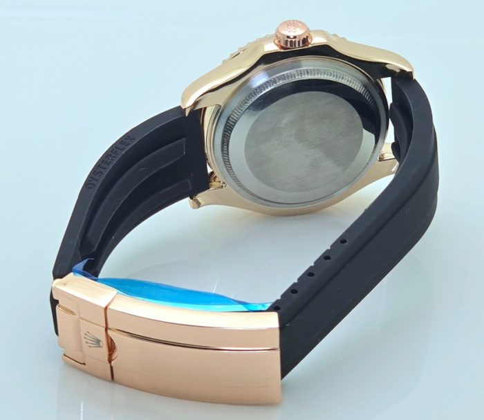 Rolex Yacht Master Rose Gold Black Rubber Strap Swiss Automatic Watch - Image 6