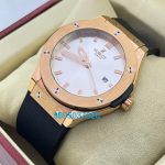 Hublot Classic Fusion White Dial Black Rubber Strap Ladies Watch
