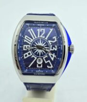 Franck Muller Vanguard Yachting Steel Blue Leather Strap Swiss ETA Automatic Watch - Image 3