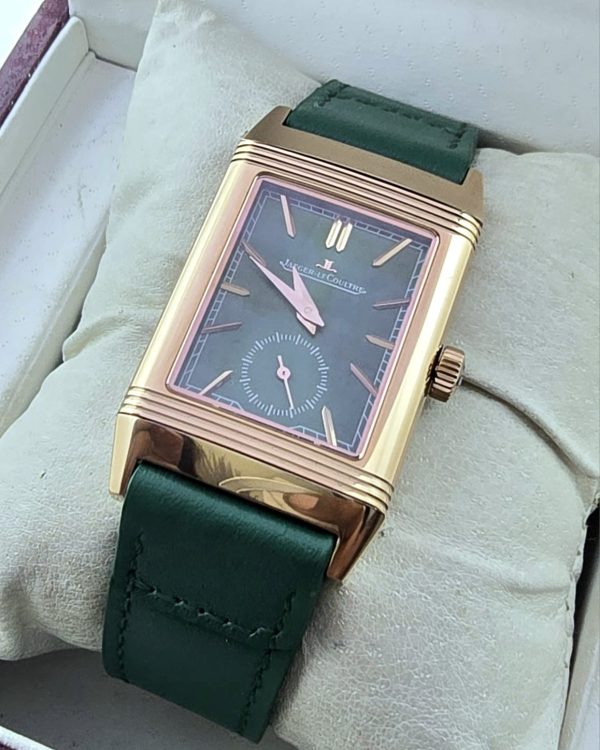 Jaeger Le Coultre Grande Reverso London Flagship Rose Gold Green Watch