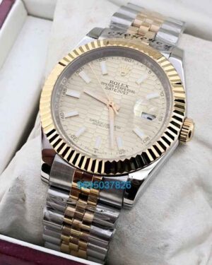 Rolex Date-Just Golden Fluted Motif First Copy Watch