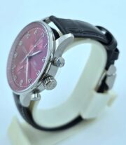 I W C Portugieser Chronograph Red Black Leather Strap Swiss Automatic Watch - Image 4