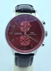 I W C Portugieser Chronograph Red Black Leather Strap Swiss Automatic Watch - Image 3