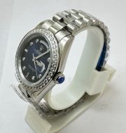 Rolex Day-Date Diamond Bezel Blue Steel Swiss Automatic Watch - Image 3