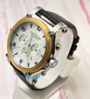 Mont Blanc White Chronograph Leather Strap Watch A - Image 4