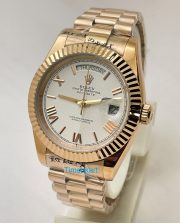 Rolex Day-Date White Rose Gold Swiss Automatic Watch - Image 3