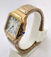 Cartier Santos 100 White Rose Gold Swiss Automatic Watch - Image 4