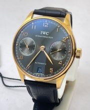 I W C Portuguese 7 Days Power Resrve Swiss Rose Gold Grey ETA 7750 Valjoux Automatic Movement Watch - Image 3