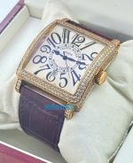 Franck Muller Master Square Full Diamond Leather Strap Watch