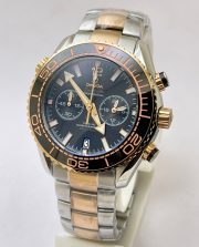 Omega Seamaster Planet Ocean Black Chronograph Dual Tone Watch - Image 3