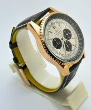 Breitling Navitimer Chrono Black & White Rose Gold Leather Strap Watch - Image 5
