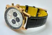 Breitling Navitimer Chrono Black & White Rose Gold Leather Strap Watch - Image 6