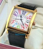 Franck Muller Square Master Rose Gold Color Dreams Leather Strap Watch