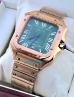 Cartier Santos 100 Green Rose Gold Swiss Automatic Watch