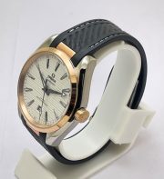 OMEGA SEAMASTER AQUA TERRA WHITE ROSE GOLD BEZEL RUBBER STRAP LIMITED EDITION SWISS AUTOMATIC WATCH - Image 4