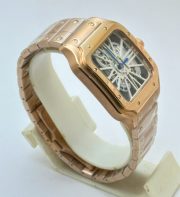 Cartier Santos Horloge Skeleton Rose Gold Watch - Image 5