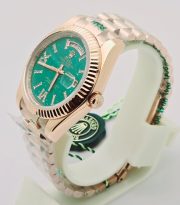 Rolex Day Date Green Aventurine Everrose Gold Swiss Automatic Watch - Image 3