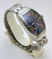 Franck Muller Crazy Hours Croco Blue Steel Swiss Automatic Watch - Image 5