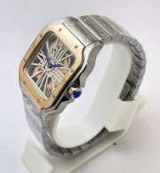 Cartier Santos Horloge Skeleton Rose Gold Bezel Watch - Image 4