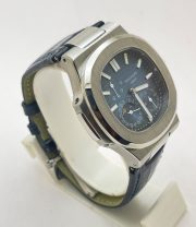 Patek Philippe Nautilus Moon Phase Power Resrve Blue Leather Strap Swiss Automatic Watch - Image 5