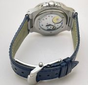 Patek Philippe Nautilus Moon Phase Power Resrve Blue Leather Strap Swiss Automatic Watch - Image 7