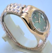 Rolex Day-Date Green Dial Rose Gold Swiss Automatic Watch - Image 4