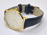 Movado Ultra Slim White Dail Leather Strap Watch - Image 6