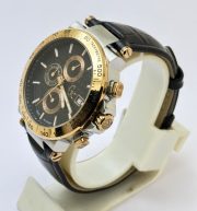 G C GUESS Collection Rose Gold Bezel Leather Strap Watch - Image 4