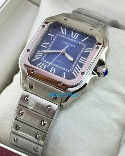 Cartier Santos 100 Steel Blue Swiss Automatic Ladies Watch