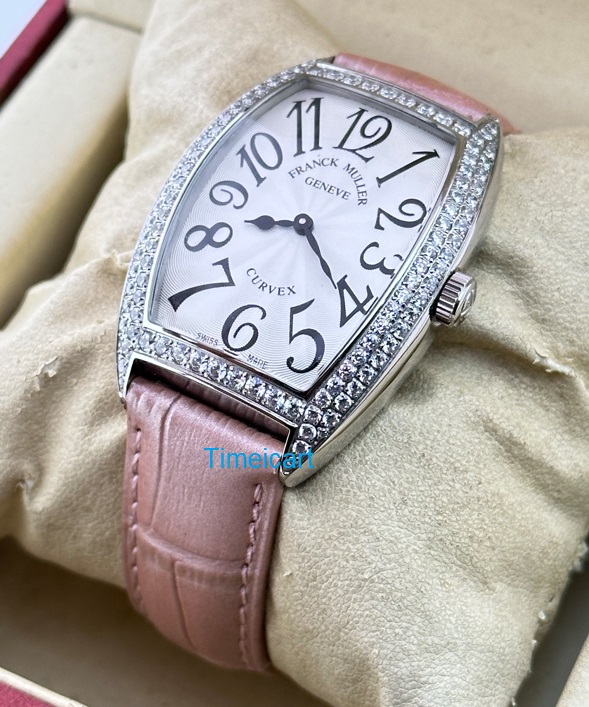 Franck Muller Cintrée Curvex Pink Strap Ladies Watch