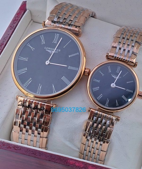 Longines Elegance La Grande Black Dual Tone Couple Watch