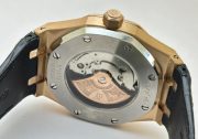 Audemars Piguet Royal Oak Rose Gold Black Leather Strap Swiss Automatic Watch - Image 8