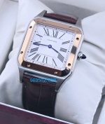 Cartier Santos Dumont White Small Leather Strap Watch